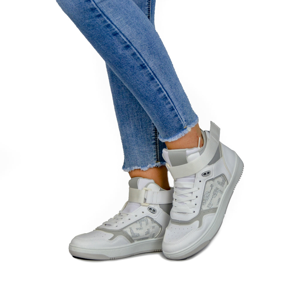 SNEAKERS ALTA IN PELLE CON FIBIA E LACCI - Chic&Pop - Abbigliamento ed accessori Donna