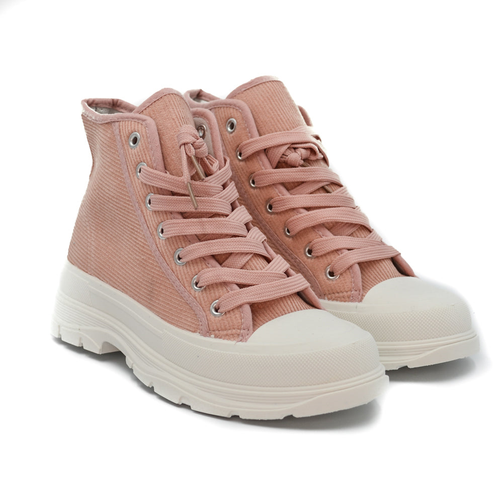 SNEAKERS DONNA ALTA IN TELA CON LACCI E TACCO - Chic&Pop - Abbigliamento ed accessori Donna